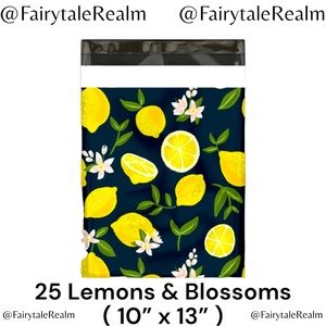10”x13” Lemons & Blossoms ( 25 ) Poly Mailers, Shipping Envelopes, Gift Bags